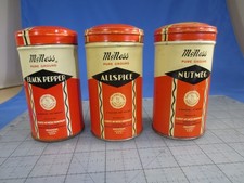 Vintage McNess Black Pepper, Allspice, Nutmeg Tins. Antique Advertising picture