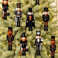 24 Pieces Halloween Wooden Nutcracker Ornaments Set Halloween Mini Nutcracker So picture