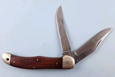Vtg Queen Cutlery Q81 USA Wood #39 2 Blade Folding Hunter Pocketknife Stainless picture