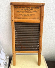 Columbus Washboard Co. Double Handy Vintage Wood Washboard w/ Corrugated Metal picture