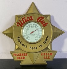 Vintage Utica Club Pilsener Beer Cream Ale Thermometer Plastic Sign picture