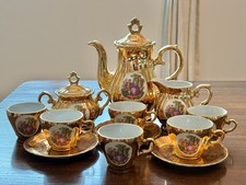 Vintage Bavaria Germany 24K Gold Tea Set Fragonard Courting Couple 12 Pc picture