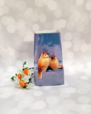 Two Birds Blue Luster Vase Vintage Noritake Mid Century picture
