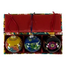 Vera Bradley 2011-2012 Glass Christmas Ornaments In Fabric Box 3 Assorted Styles picture