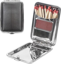 Metal Match Box Case Stainless Steel Matchboxes Matchstick Holder with Friction picture