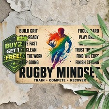 Rugby Player Motivational Quote Metal Wall Art Tin Sign picture