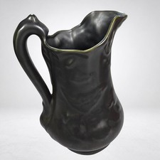 Camark Art Pottery Pitcher Vintage Black Green Luster Glaze Arkansas 11in picture