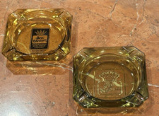 BEST WESTERN HOTEL AMBER & GREEN GLASS ASHTRAYS VINTAGE RETRO LOT 2 EUC picture