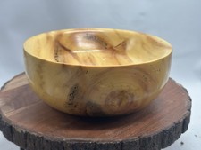 Aspen Wood Signed Round Shallow Dough Fruit Bowl Rustic Farmhouse picture
