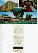Combination Matchcover & Postcard - Penn-Wells Hotel & Motel - Wellsboro, PA -VG picture