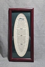 Vtge Print Footprints poem framed matted green lace accent Decor READ picture