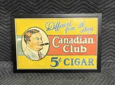 Vintage Canadian Club 5 Cent Cigar Framed Advertisment Sign (15 x 21.5) picture