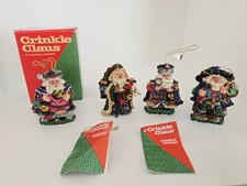 Neat Lot of 4 VTG Crinkle Claus Christmas Ornaments by Possible Dreams picture