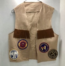 VTG YMCA Y-Indian Guides Vest w/ Camp Patches Suede Tassels 1970s Greenville SC picture