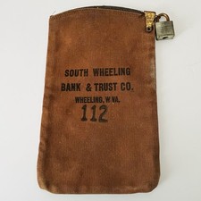 Vtg South Wheeling Bank & Trust Co. Wheeling, W. VA Canvas Money Bag W/Lock READ picture