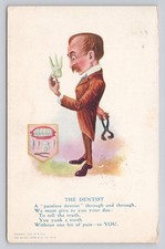 The Dentist Painless Dentist Pulled Tooth c1905 R. Hill Comic Postcard picture