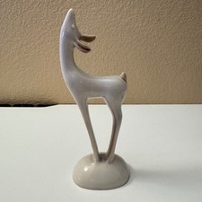 Vintage Roselane pottery Deer Figurine Mid Century Modern MCM Cream Brown picture