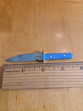 Vintage Miniature Mini 3.5 Inch Bowie Knife Blue handle, Stamped 