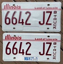 1996 Illinois B Truck License Plates (Pair) With Sticker picture