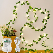 HEYFUNi 23ft Pre-Wrapped Ivy Vine Lights with 73 LEDs, USB or Battery Operated A picture