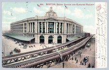 1906 Boston South Station Elevated Railway Train Metropolitan Postcard -286 picture