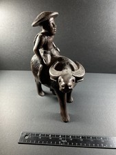 Vintage Ebony Wood hand carved Carabao figurine from the Philippines 11