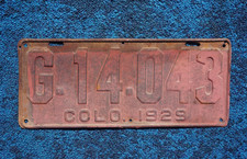 1929 Colorado Guest / Visitor License Plate picture