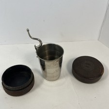 Antique American Collapsable Band Cup With Leather Case, Hinged. New York picture