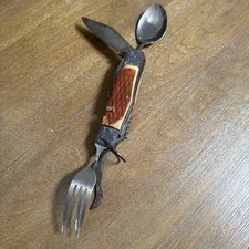 Vintage Boy Scout Hobo Camping Pocket Knife with Spoon and Fork Tools 1960's picture