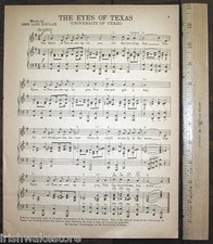 UNIVERSITY OF TEXAS Original Vintage Song Sheet c1945 
