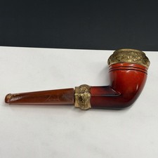 Vintage CPF Bakelite Smoking Pipe Amber Stem Tobacco Gold Filled Trim 5.5” Read picture