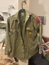 Vtg 1950s 1960s BSA Boy Scout Shirt Sanforized Cotton Auburn Maine Panther picture