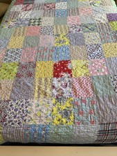 Antique 1920s Handmade Patchwork Scrap Quilt – Pristine Condition (56” x 80