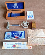 WILKINSON SWORD EMPIRE MODEL RAZOR, WOOD BOX, INSTRUCTIONS, ORIG RECEIPT . R picture