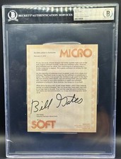 Bill Gates Signed Microsoft 1976 Open Letter To Hobbyists Beckett Auth. picture