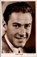 Errol Flynn Real Photo Postcard RPPC Vintage First National Films British picture