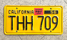 1957/1956 CALIFORNIA license plate – ORIGINAL –BRILLIANT vintage antique car tag picture