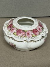 Antique Prov Saxe ES Germany Hair Receiver Pink Roses Gold Gilt picture