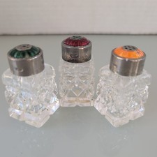 Raimond Japan Vintage Silverplate Salt & Pepper Shakers Cut Glass Lot of 3 picture