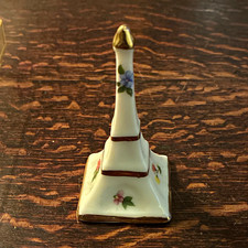 Porcelain Miniature Obelisk Figurine Floral White Gold Glossy Boxed picture
