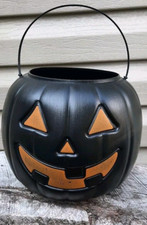 Black Jack O Lantern Blow Mold Pumpkin Trick or Treat Candy Handle Bucket Pail picture