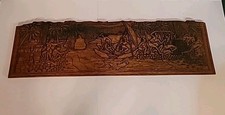 Vtg PALAUAN STORYBOARD Cultural Ancient Legends Carved LG Wood PLANK ITABORI #3 picture