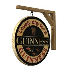 Guinness Wooden Pub Sign 12” Diameter Includes Hanging Bracket picture