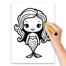 Magnet Me Up Color Your Own Cute Mermaid DIY Coloring Magnet Decal, 5x7 Inches picture