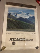 Original  1967 Icelandic Air  Travel Poster LOFTLEIDIR Extremely Rare 30”x23.5” picture