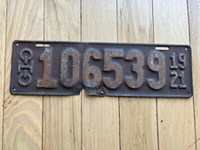 1921 Ohio License Plate picture