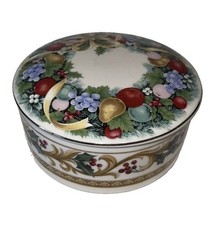 Nice Mikasa Christmas Bouquet Candy Trinket Box Fruit Garland Ribbon Japan 5