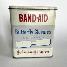Vintage Band-Aid Butterfly Closures Tin Large Johnson&Johnson With Contents picture