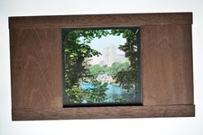Durham Cathedral River Wear Dissolving Pair Wooden Magic Lantern Slides 19th C picture
