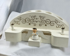 Errzgebirge Vtg. Germany Christmas  Candle Holder Altar Winged Angel Candlestick picture